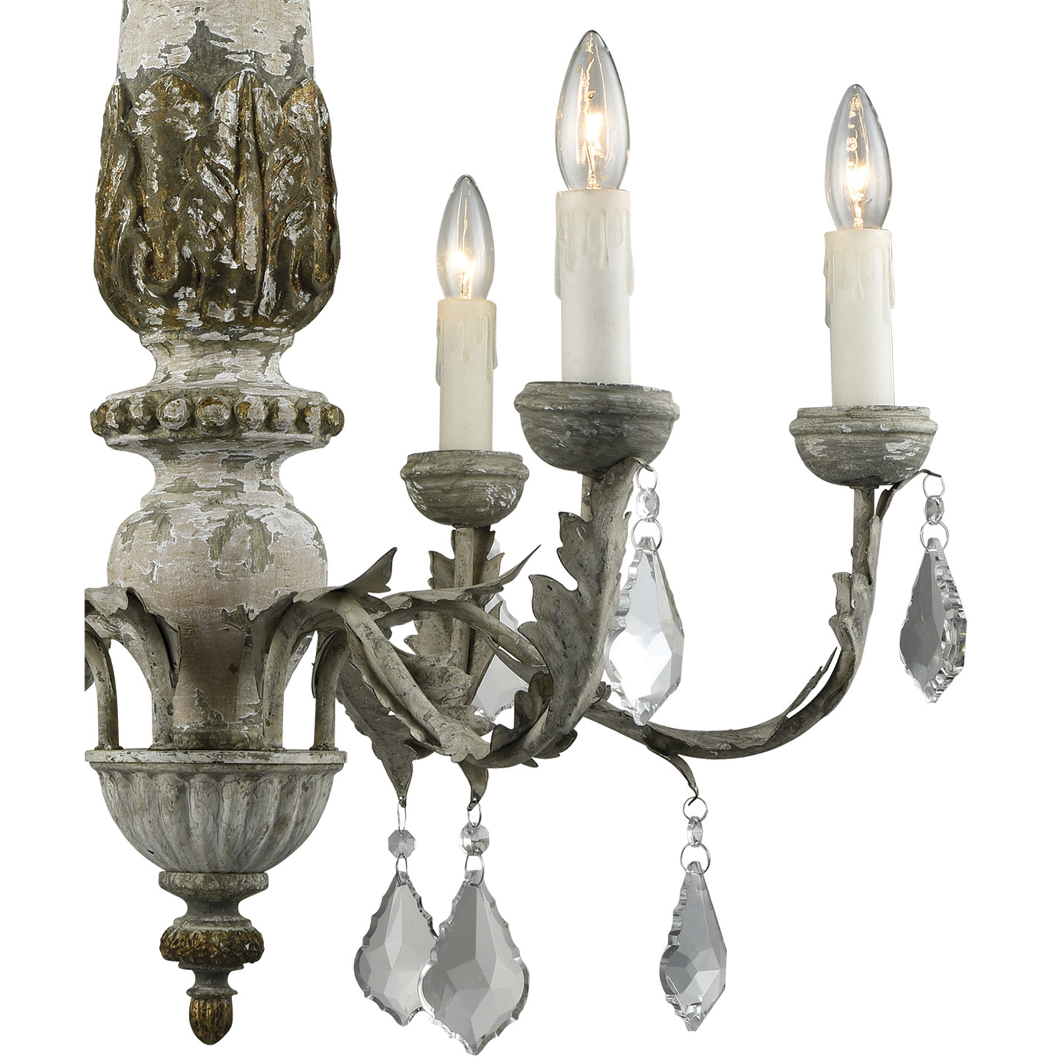 Genevieve 6 Light 28 inch Aged Gray and Clear Chandelier Ceiling Light