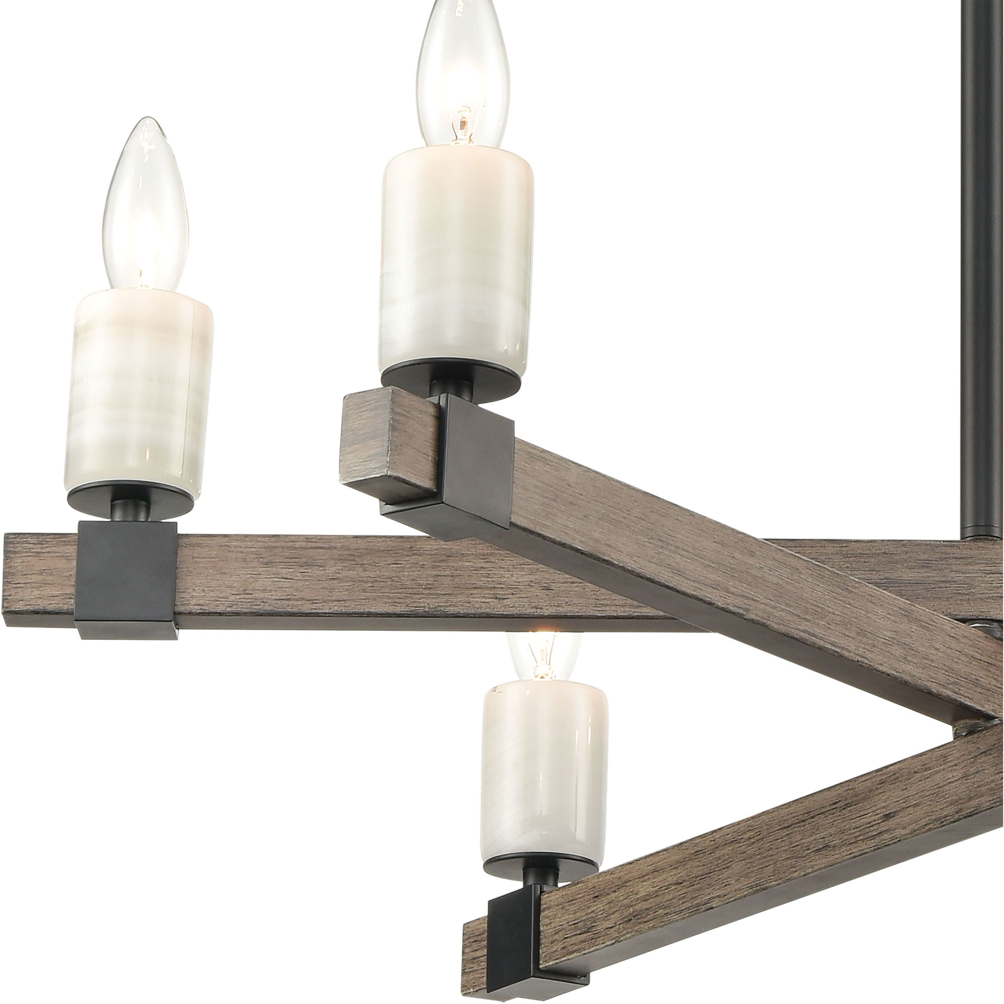 Stone Manor 6 Light 27 inch Matte Black with Aspen and White Chandelier Ceiling Light