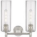 Crown Point 2 Light 13.88 inch Satin Nickel Bath Vanity Light Wall Light in Seedy Glass