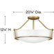 Hathaway 4 Light 20.75 inch Heritage Brass Indoor Semi-Flush Mount Ceiling Light in Etched White