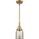 Franklin Restoration Small Bell 1 Light 5 inch Brushed Brass Mini Pendant Ceiling Light in Silver Plated Mercury Glass