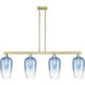 Brookhaven Flute Island Light Ceiling Light in Antique Brass, Sapphire Blue Glass