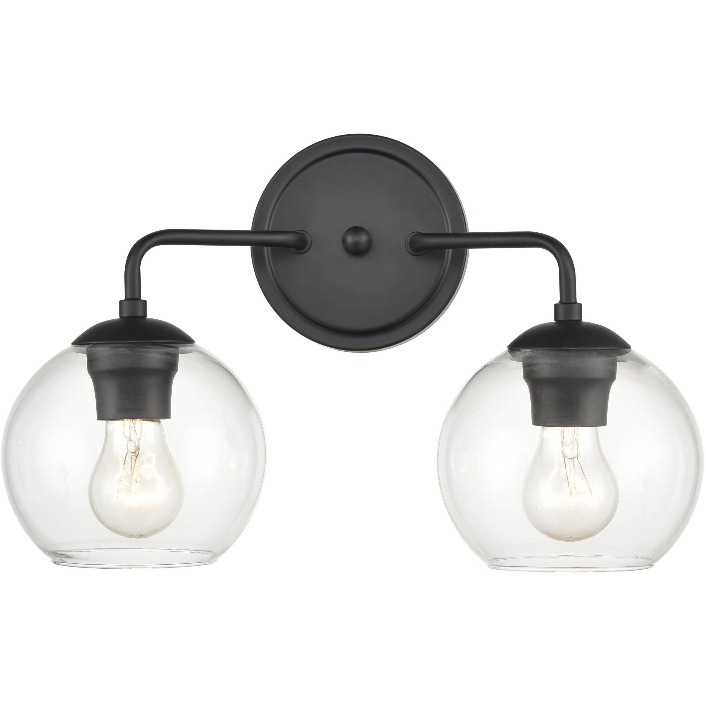 Solmer 2 Light 16 inch Matte Black Bathroom Vanity Light Wall Light