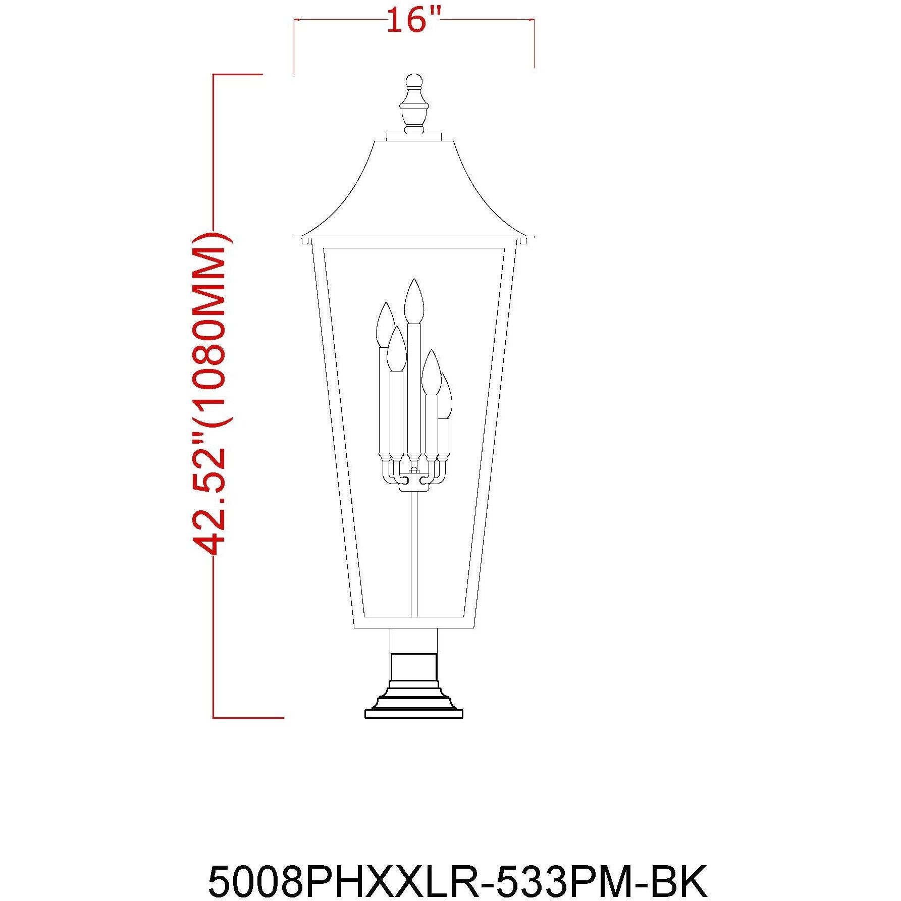 Gannon 5 Light 42.25 inch Black Outdoor Pier Mounted Fixture in G9
