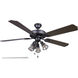 Madison 52 inch Graphite with Silver Oak/Walnut Blades Ceiling Fan, Dual Mount