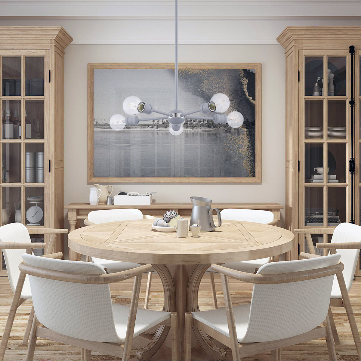 Lansdale 5 Light 19 inch Nordic Gray with Brushed Nickel Accents Chandelier Ceiling Light