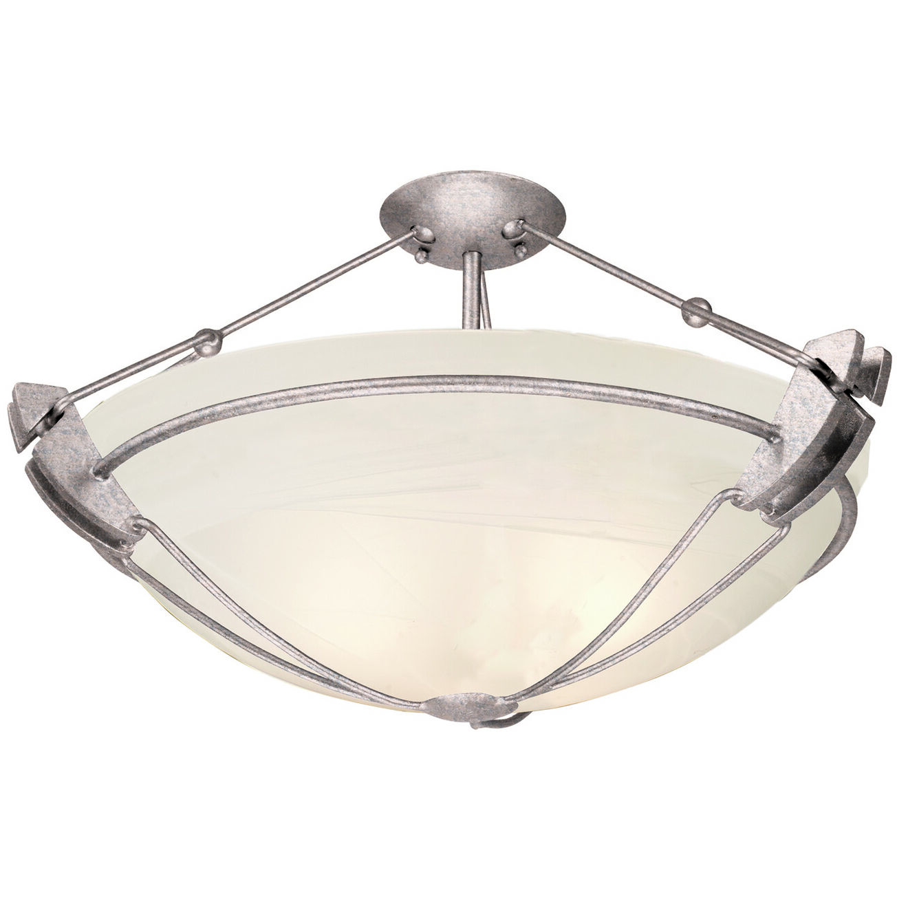 Grande 3 Light 24 inch Pearl Silver Semi Flush Mount Ceiling Light