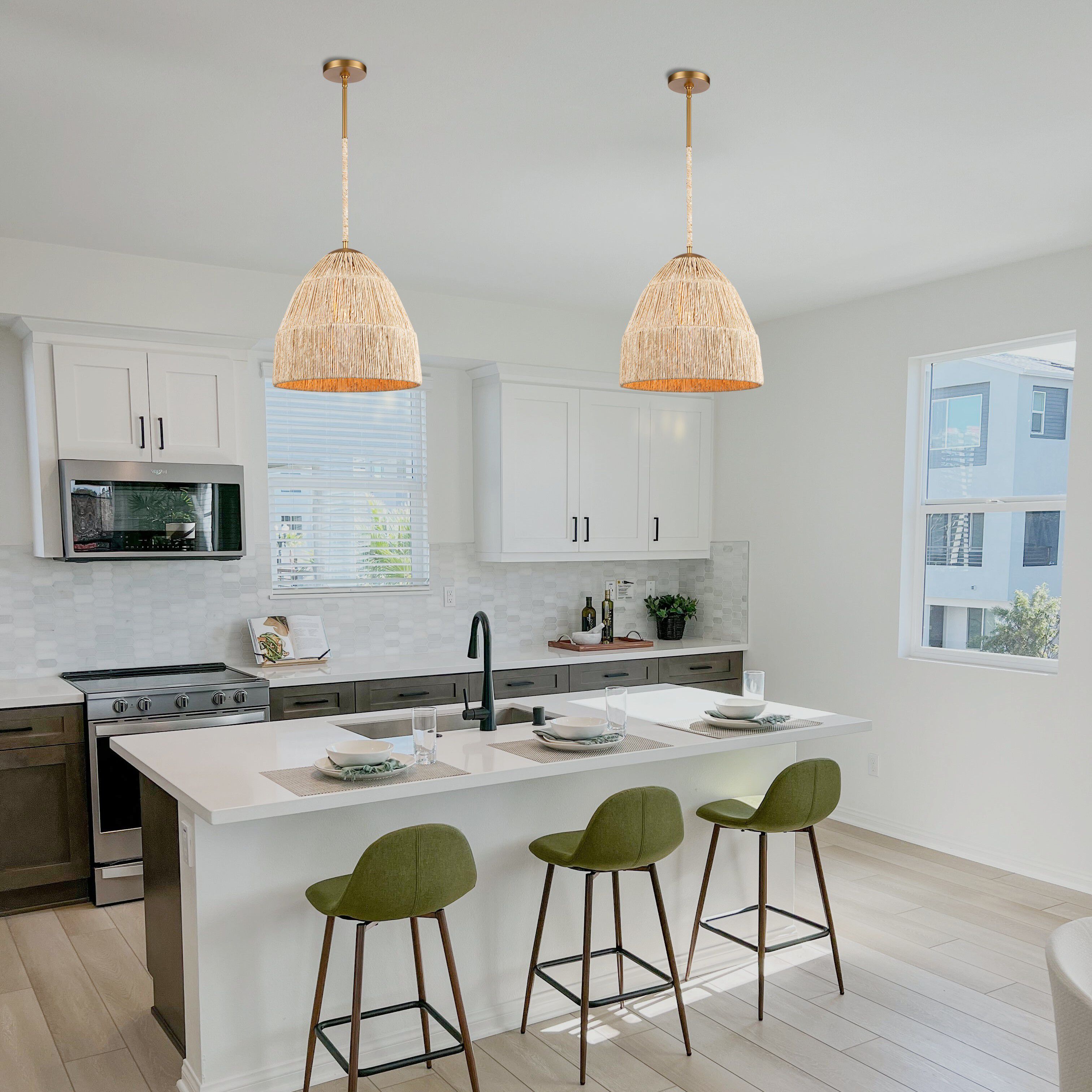 Copa 1 Light 16 inch Natural Brass Pendant Ceiling Light, Converts to Semi Flush