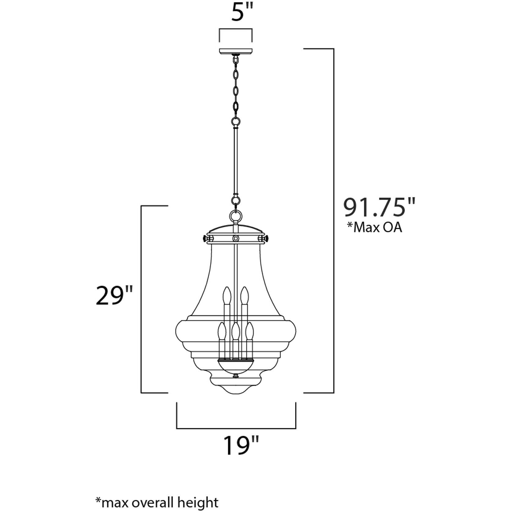 Retro 6 Light 19 inch Polished Nickel Single Pendant Ceiling Light