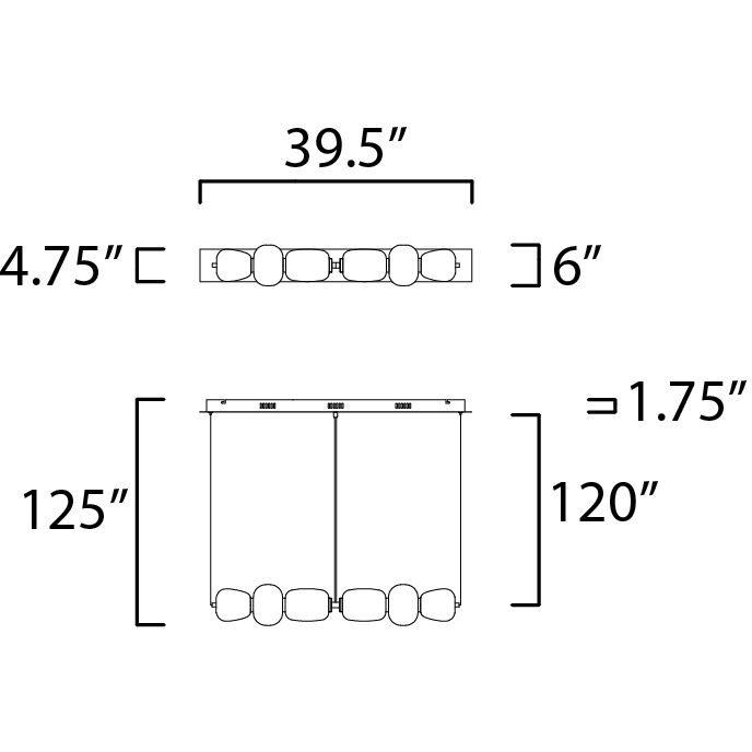 Soji LED 39.5 inch Black and Gold Linear Pendant Ceiling Light