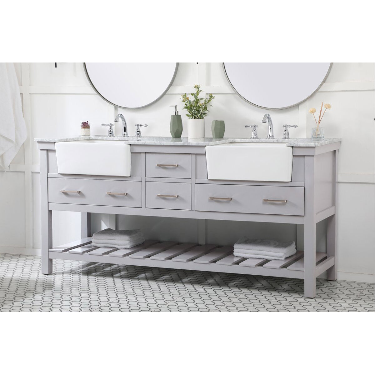 Clement 72 X 22 X 34 inch Grey Bathroom Vanity Cabinet