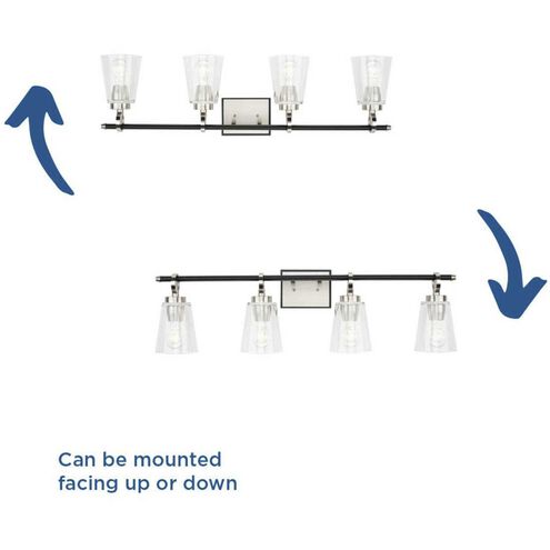 Cassell 4 Light 33.87 inch Brushed Nickel Bathroom Vanity Light Wall Light