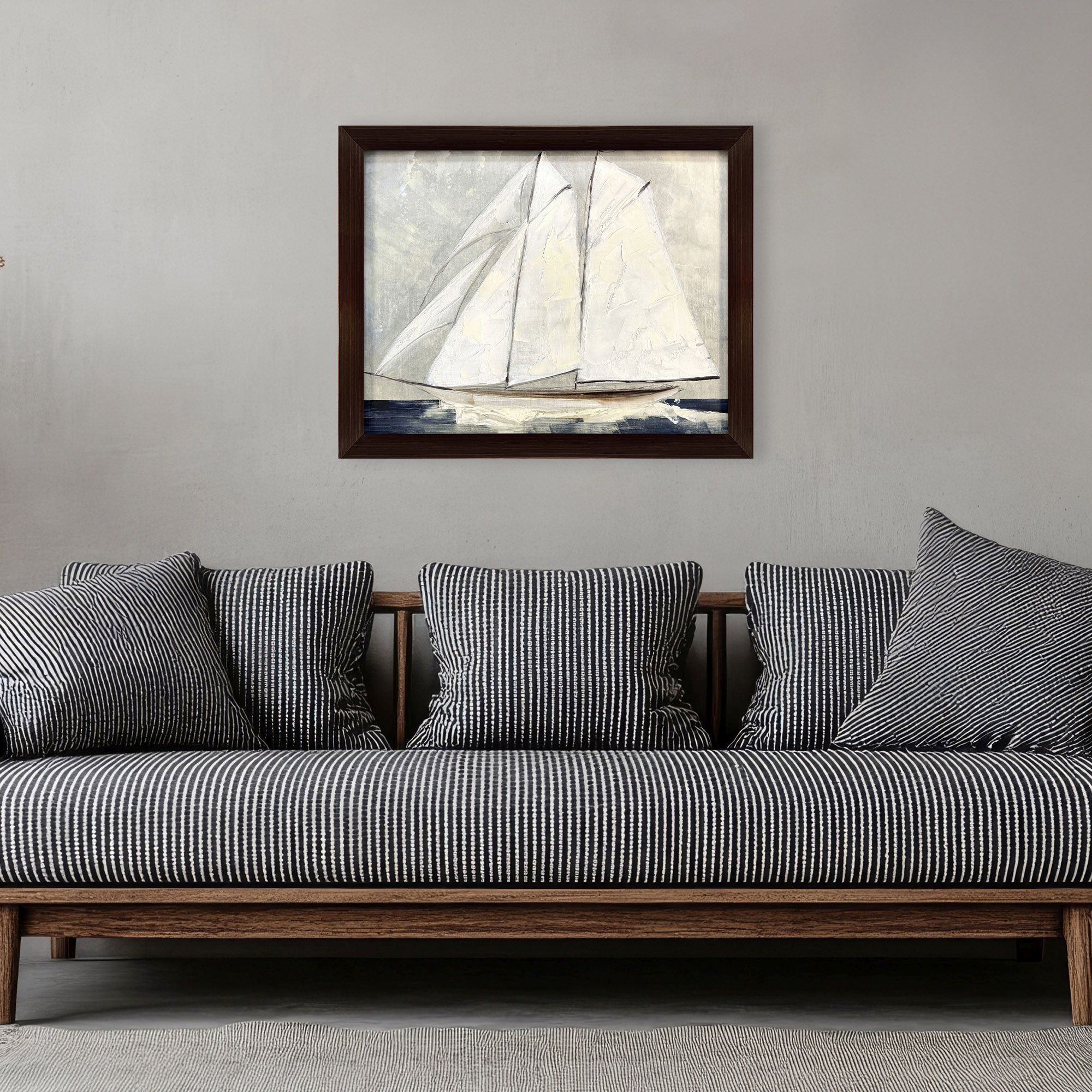 Setting Sail Blue and Brown and Beige and Neutral Framed Art, Propac