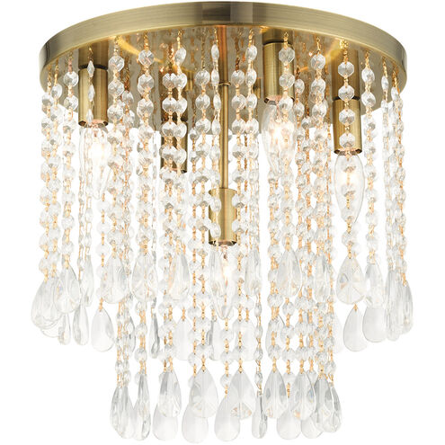 Elizabeth 5 Light 14 inch Antique Brass Flush Mount Ceiling Light