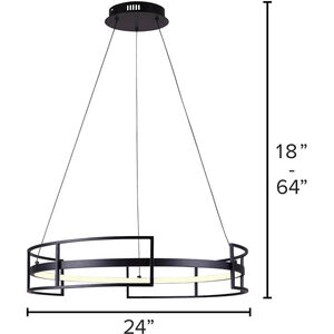 Amora LED 24 inch Black Chandelier Ceiling Light