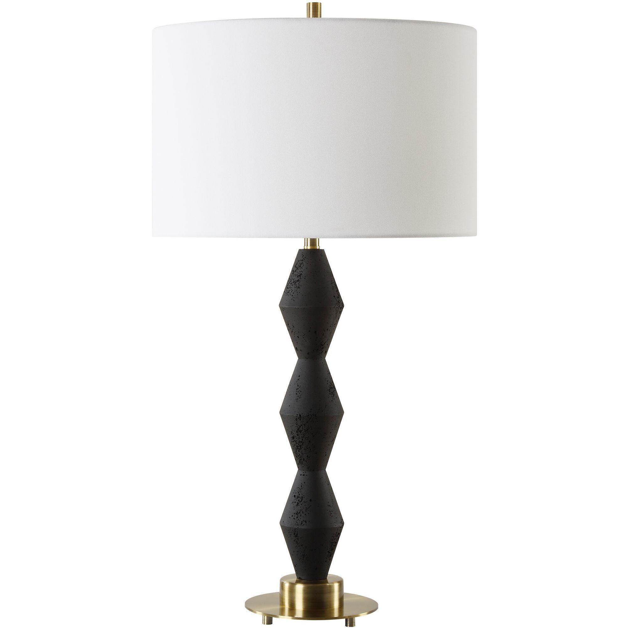 Threefold 29.75 inch 150.00 watt Black Stone and Antique Brass Table Lamp Portable Light