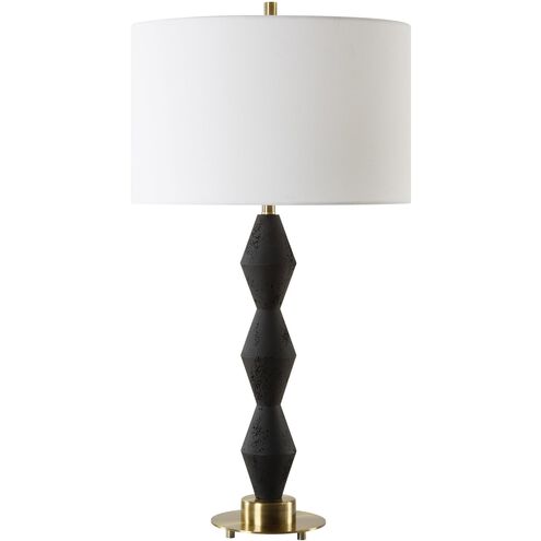 Threefold 29.75 inch 150.00 watt Black Stone and Antique Brass Table Lamp Portable Light