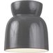 Radiance Collection - Hourglass 1 Light 7.5 inch Gloss Grey Flush-Mount Ceiling Light in Replaceable Bulb, Gloss Gray, Form+Finish+Function