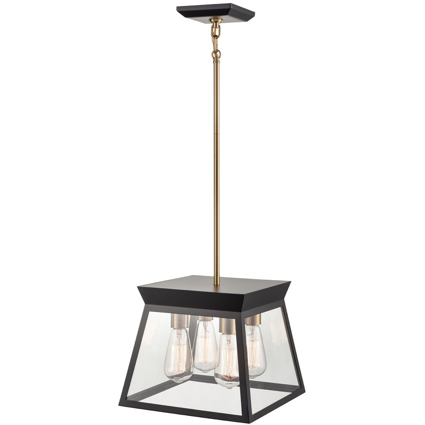 Lucian LED 12 inch Black and Brushed Brass Chandelier Ceiling Light