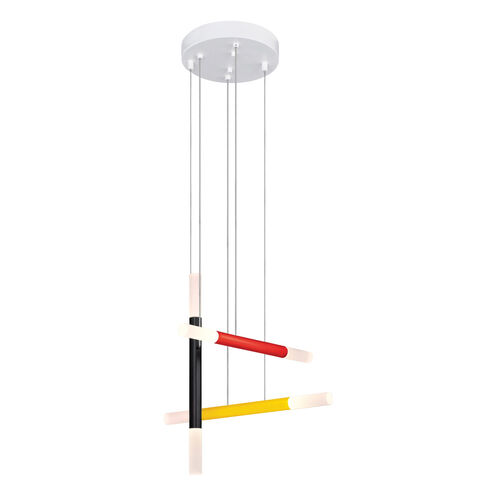Axes-3 LED 16 inch Black and Red and Yellow Pendant Ceiling Light