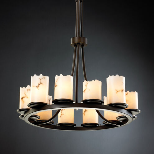 Lumenaria 12 Light Dark Bronze Chandelier Ceiling Light in Cylinder with Broken Rim, Incandescent