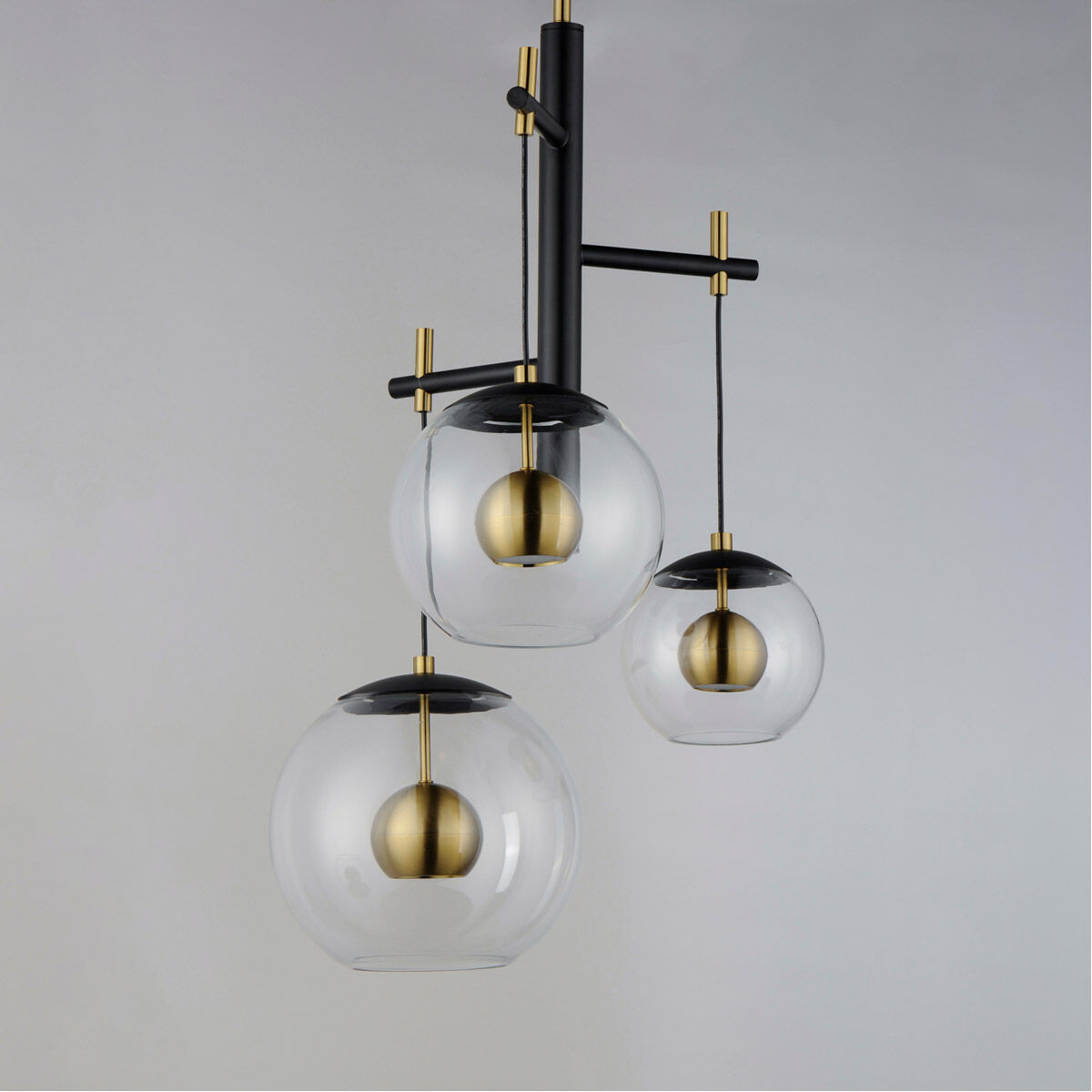 Nucleus LED 26 inch Black and Natural Aged Brass Multi-Light Pendant Ceiling Light