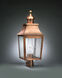 Sharon 1 Light 25 inch Antique Copper Post Lamp in Clear Seedy Glass, One 75W Medium with Chimney