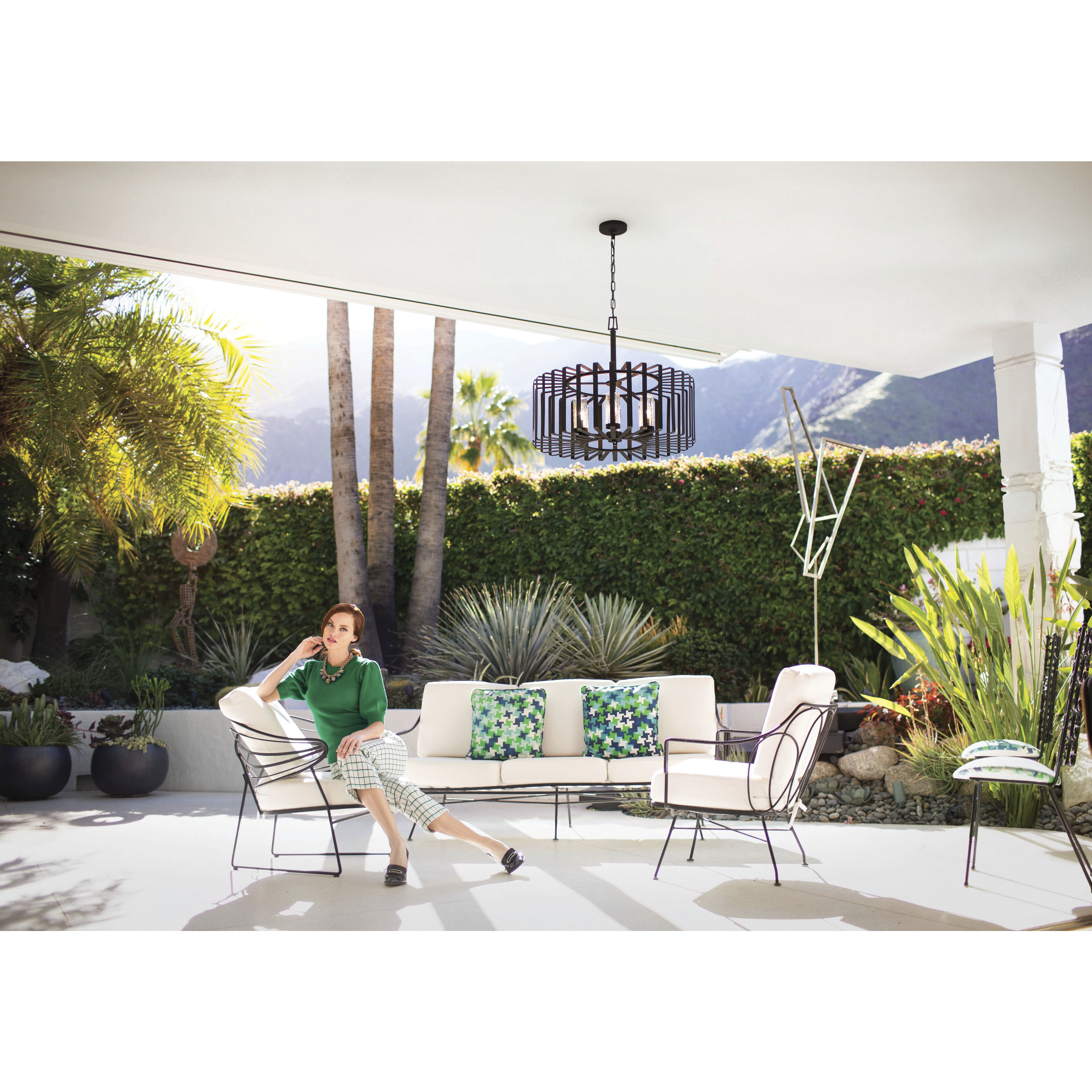 Open Air Reid 6 Light 28.25 inch Brushed Graphite Outdoor Hanging in Non-LED