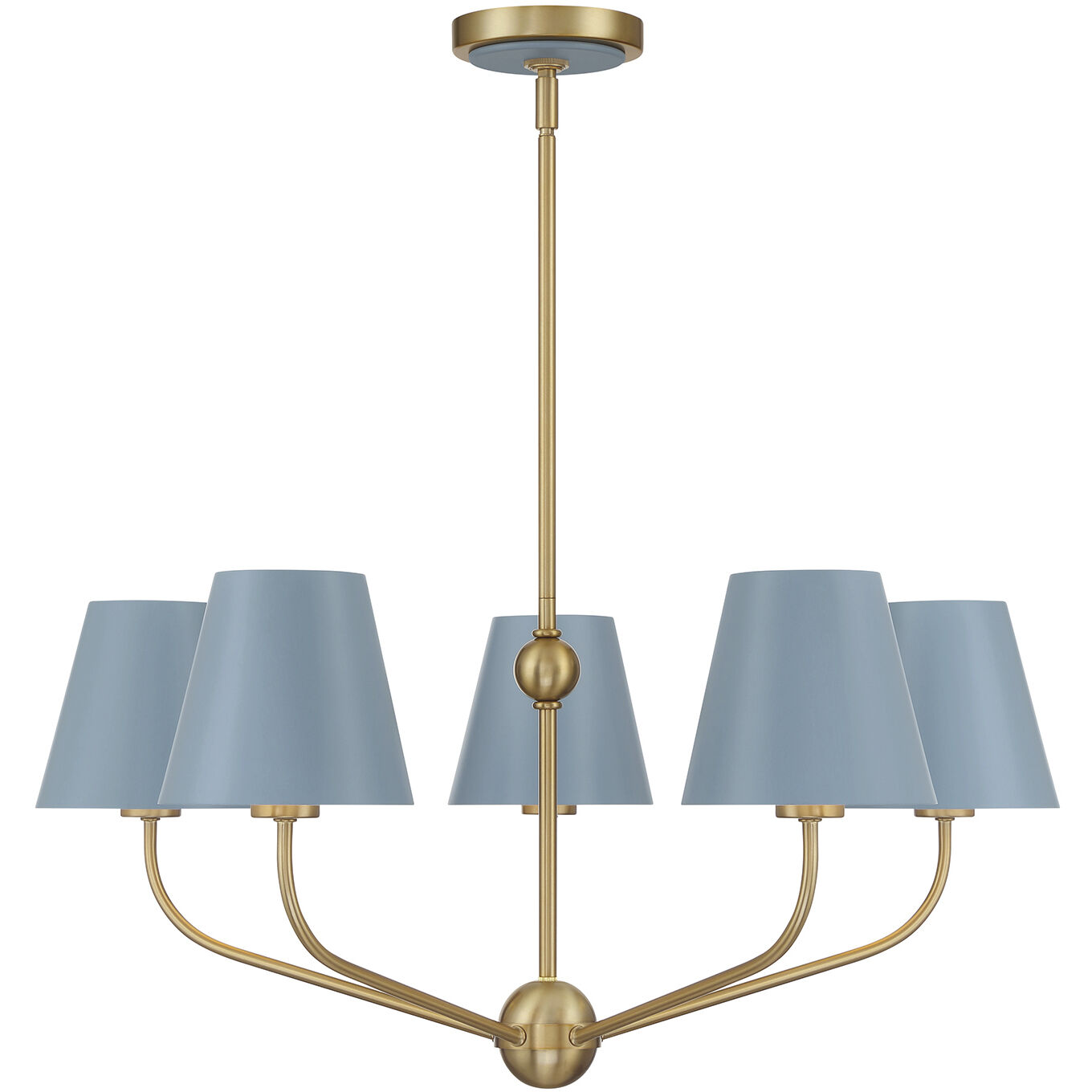 Xavier 5 Light 28 inch Vibrant Gold Chandelier Ceiling Light in Vibrant Gold and Blue