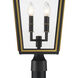 Hawkins 4 Light 25 inch Matte Black and Textured Gold Outdoor Post