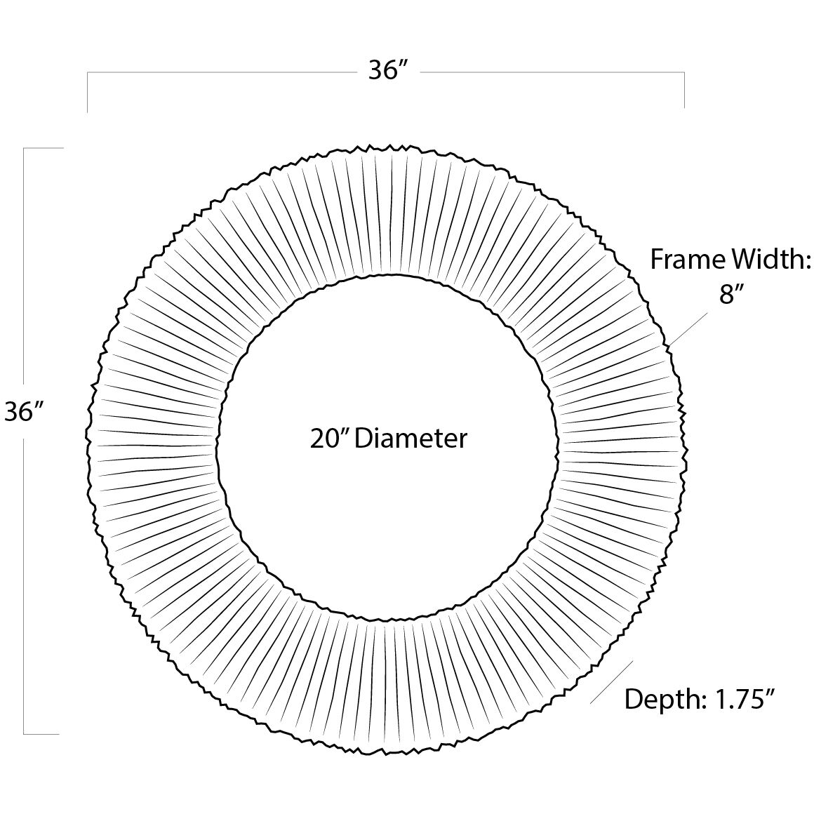 Slate 36 X 36 inch Natural Mirror, Round