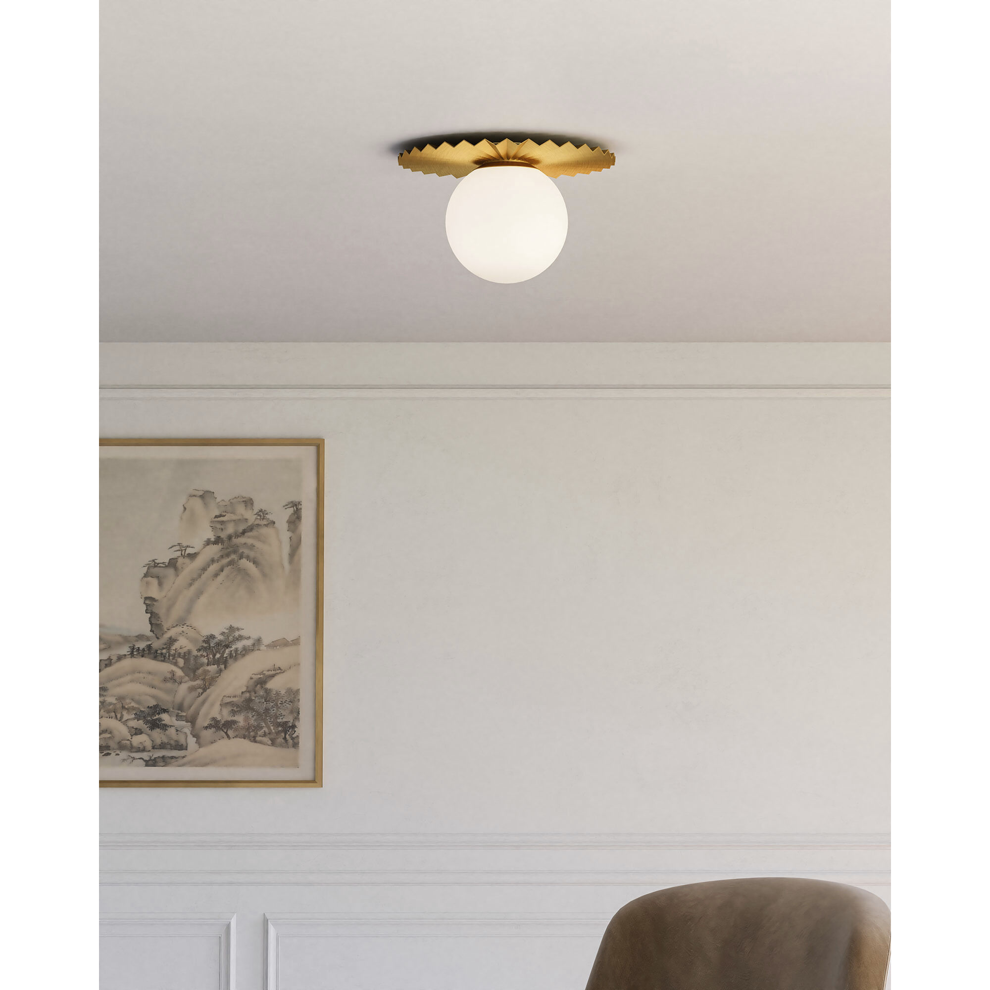 Alora Mood Plume 1 Light 13.88 inch Brushed Gold Flush Mount Ceiling Light