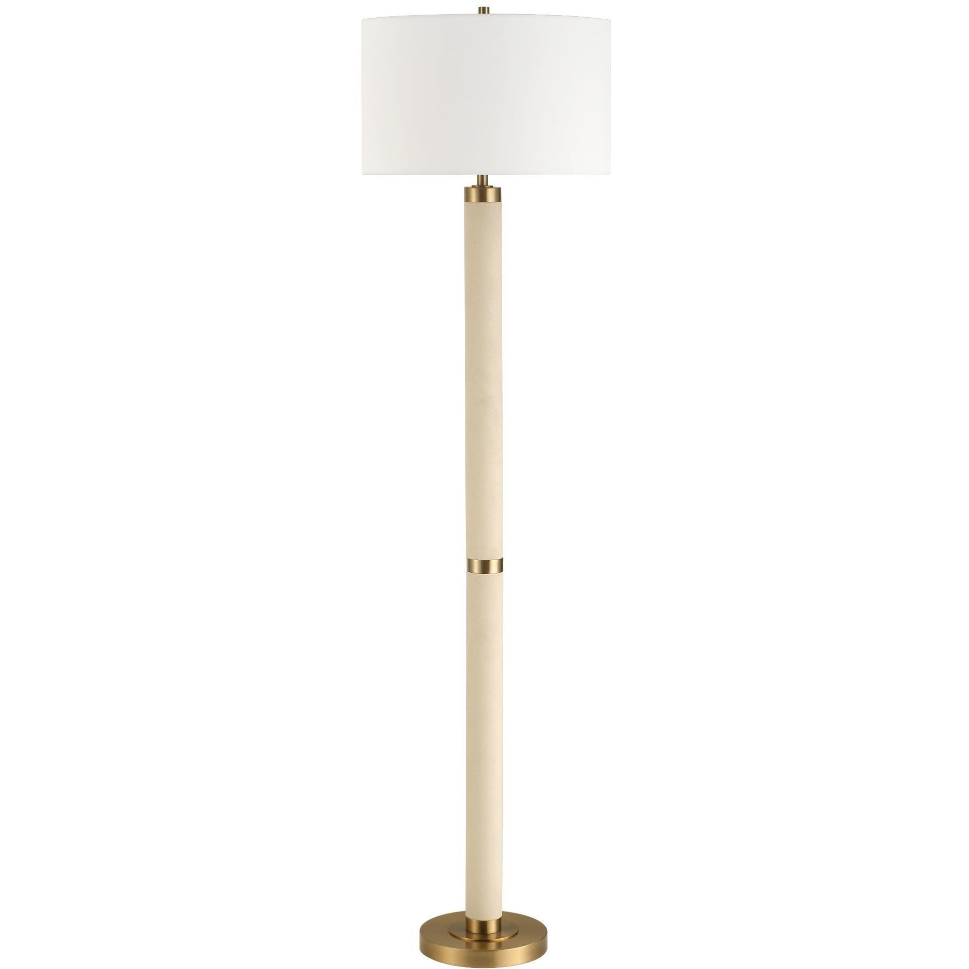 Wessex 65.75 inch 150.00 watt Antique Brushed Brass and White Faux Shagreen Floor Lamp Portable Light