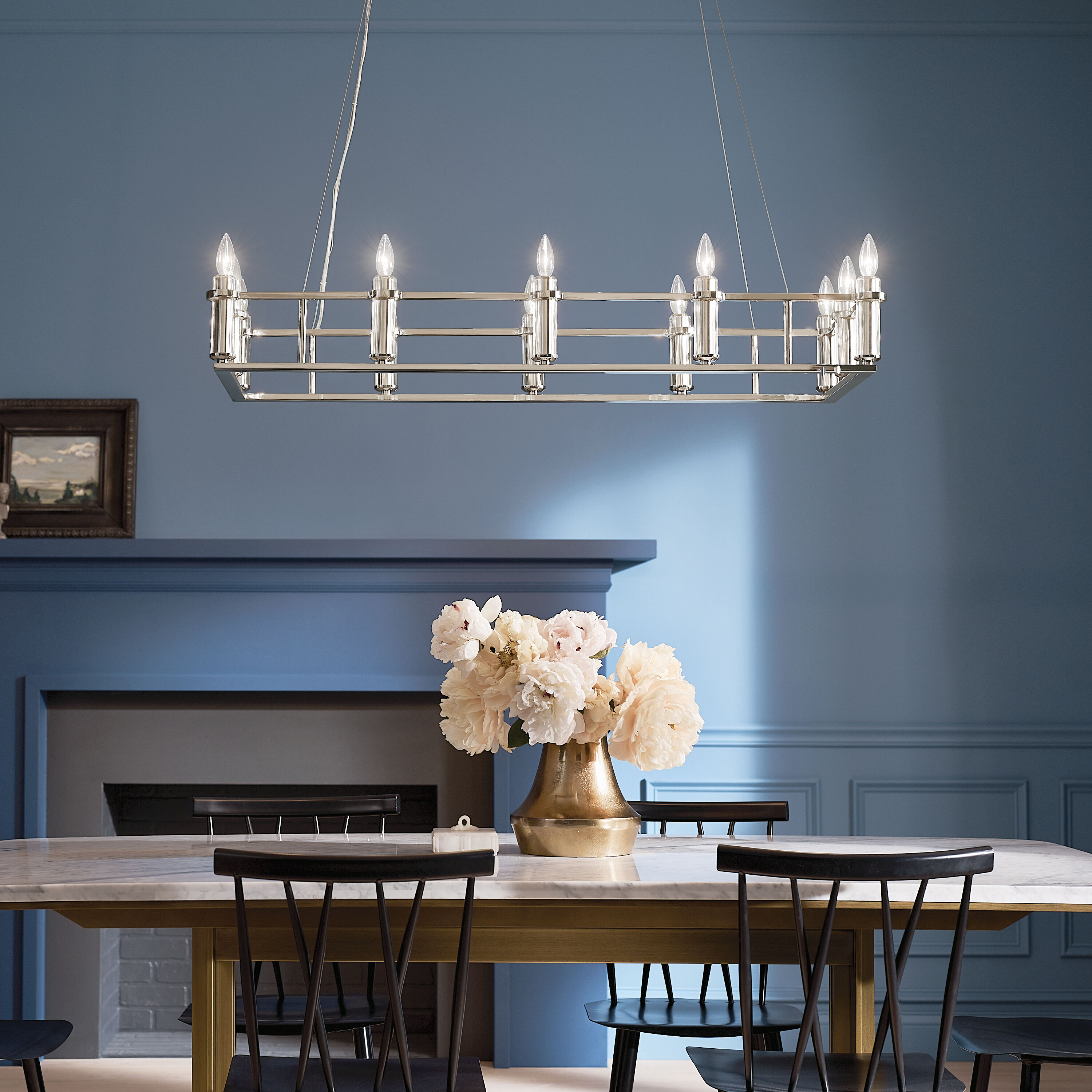 Rosalind 12 Light 17 inch Polished Nickel Chandelier Linear Ceiling Light