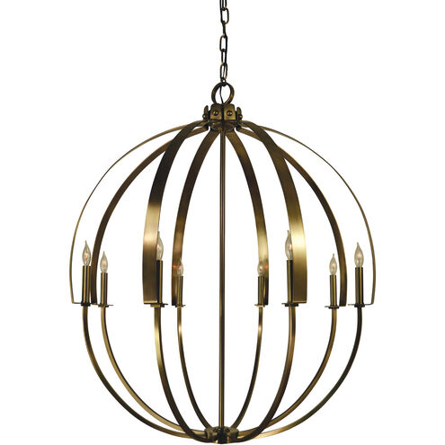 Luna 8 Light 36 inch Antique Brass Foyer Chandelier Ceiling Light