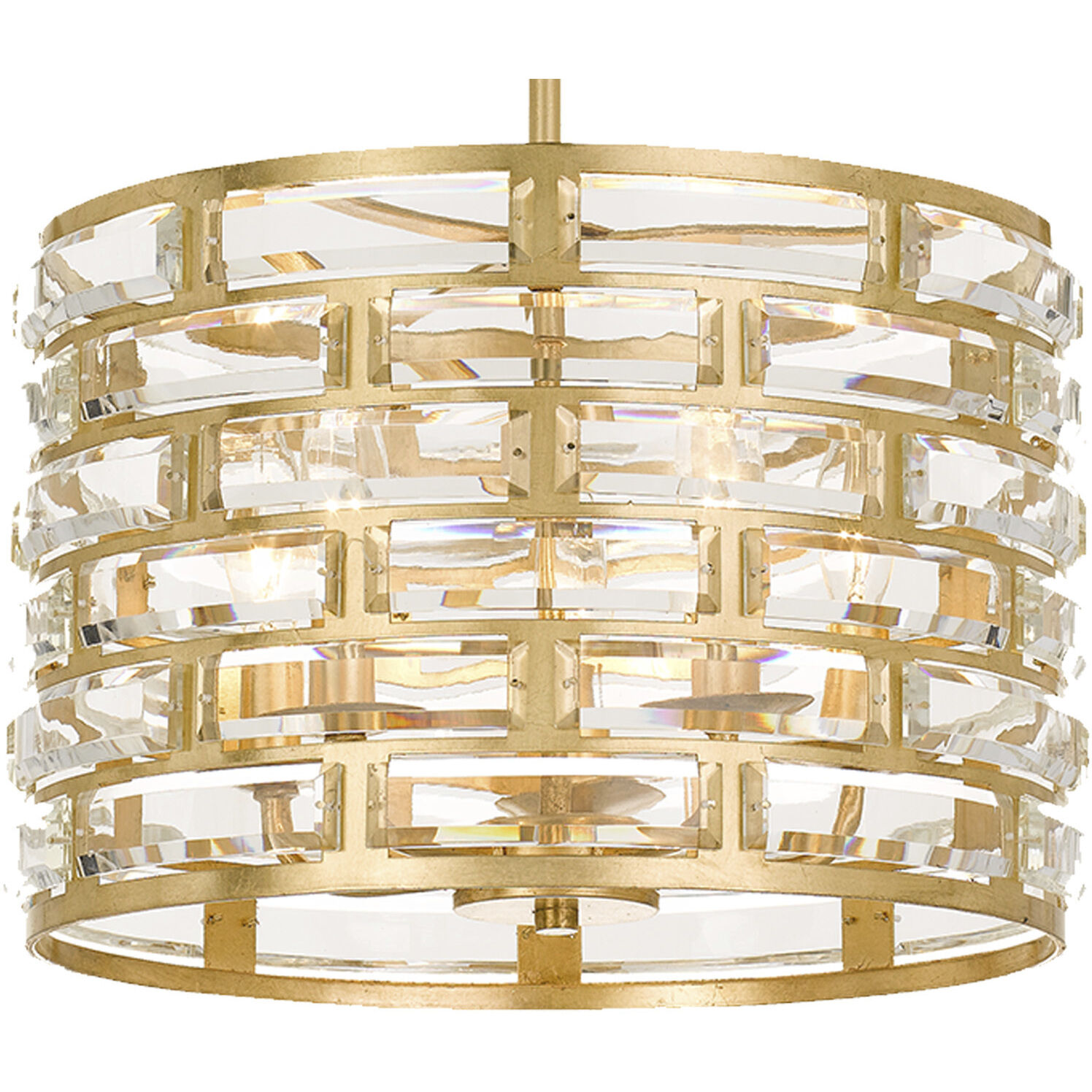 Meridian 5 Light 15 inch Antique Gold Semi Flush Ceiling Light