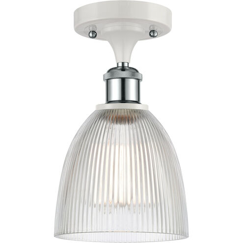 Ballston Castile LED 6 inch White and Polished Chrome Semi-Flush Mount Ceiling Light in Clear Glass, Ballston