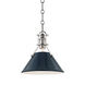 Painted No.2 1 Light 9.5 inch Polished Nickel/Darkest Blue Pendant Ceiling Light