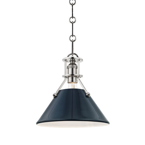 Painted No.2 1 Light 9.5 inch Polished Nickel/Darkest Blue Pendant Ceiling Light