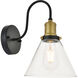 Histoire 1 Light 8 inch Brass and Black Wall Sconce Wall Light