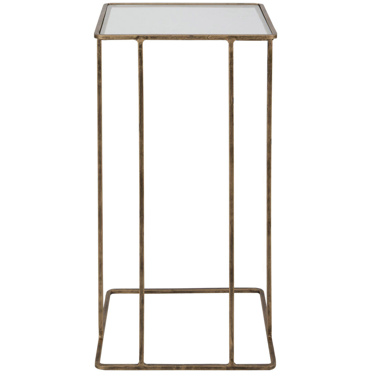 Cadmus 24 X 12 inch Antiqued Gold and Clear Glass Side Table