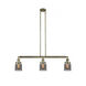 Franklin Restoration Small Bell 3 Light 38 inch Antique Brass Island Light Ceiling Light in Incandescent, Plated Smoke Glass, Franklin Restoration
