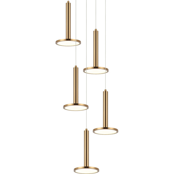 Extraterrestrial LED Aged Gold Brass Pendant Ceiling Light