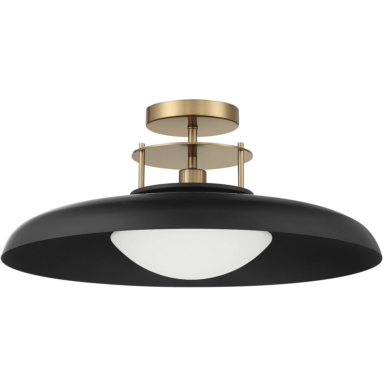 Gavin 1 Light 20 inch Black with Warm Brass Accents Semi-Flush Ceiling Light