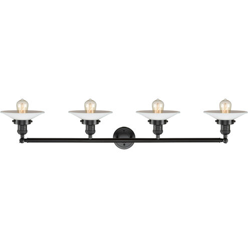 Franklin Restoration Halophane LED 45 inch Oil Rubbed Bronze Bath Vanity Light Wall Light in Matte White Halophane Glass, Franklin Restoration