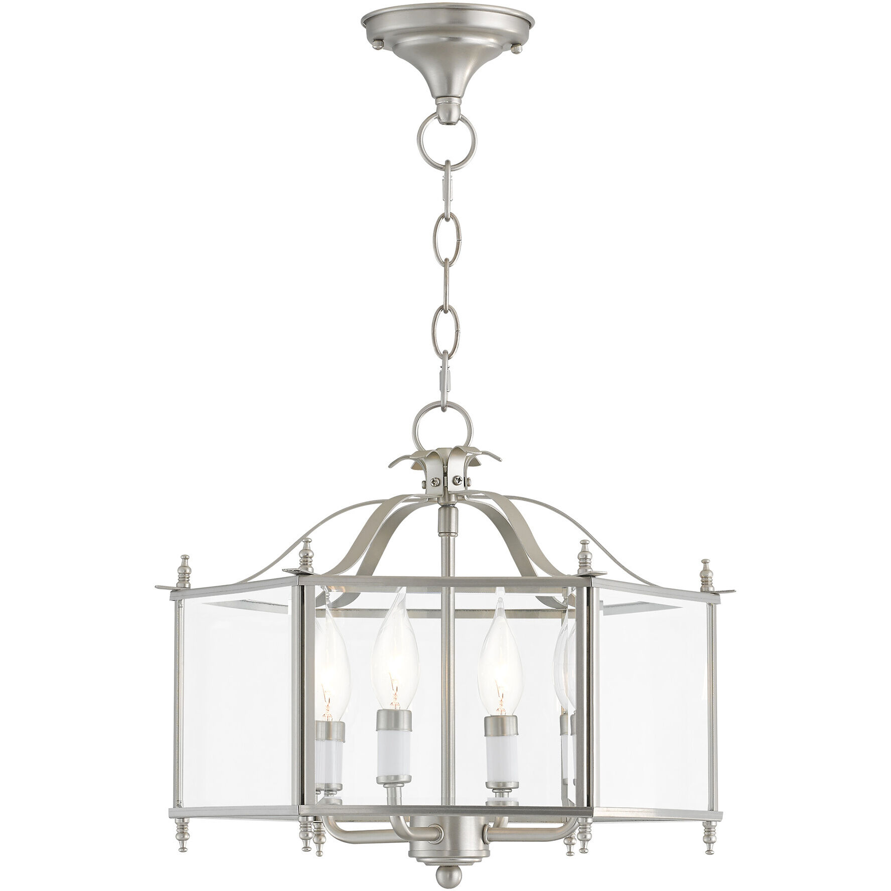 Livingston 4 Light 16 inch Brushed Nickel Convertible Pendant/Ceiling Mount Ceiling Light