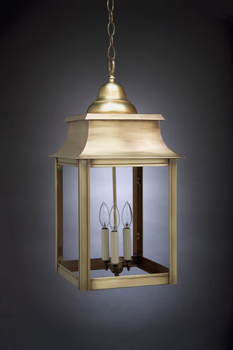 Concord 3 Light 12.25 inch Antique Brass Outdoor Ceiling Light in Seedy Marine Glass