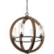 Grand Bank 4 Light 20 inch Auburn Stained Outdoor Chandelier
