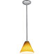 Martini 1 Light 7.25 inch Brushed Steel Pendant Ceiling Light in Amber