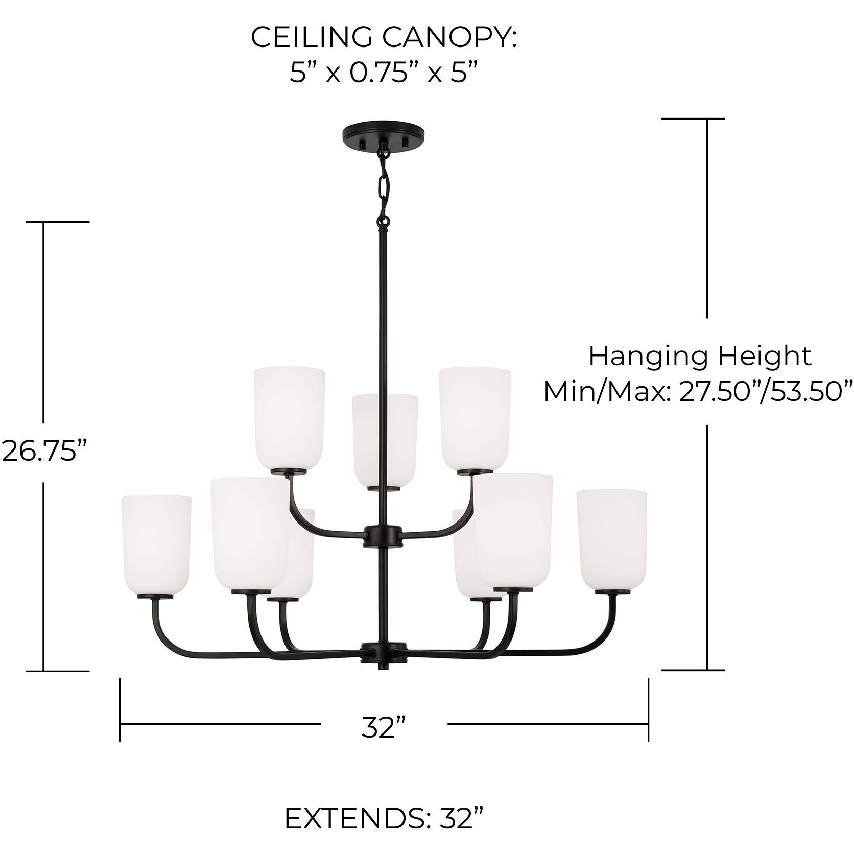 Lawson 9 Light 32 inch Matte Black Chandelier Ceiling Light